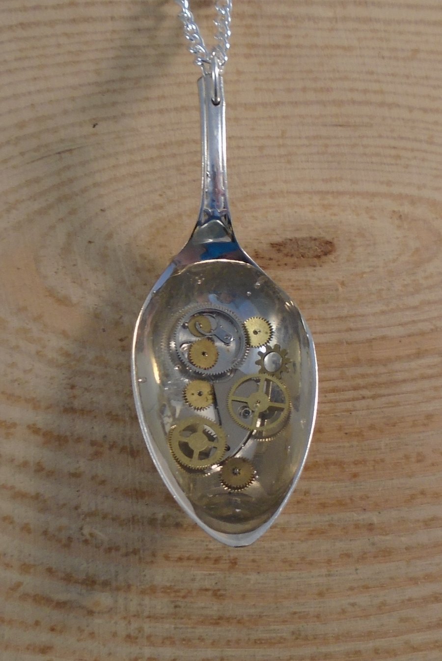 Upcycled Silver Plated Cog Spoon Necklace SPN042007