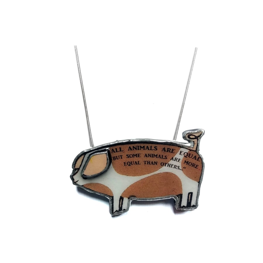 Literary Animal Farm Orwell Pig Necklace by EllyMental