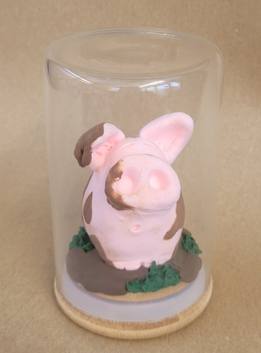Muddy Little Piggy - Handmade ornament in glass jar 