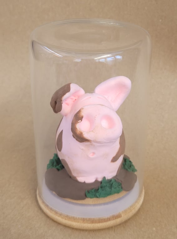 Muddy Little Piggy - Handmade ornament in glass jar 