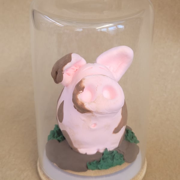 Muddy Little Piggy - Handmade ornament in glass jar 