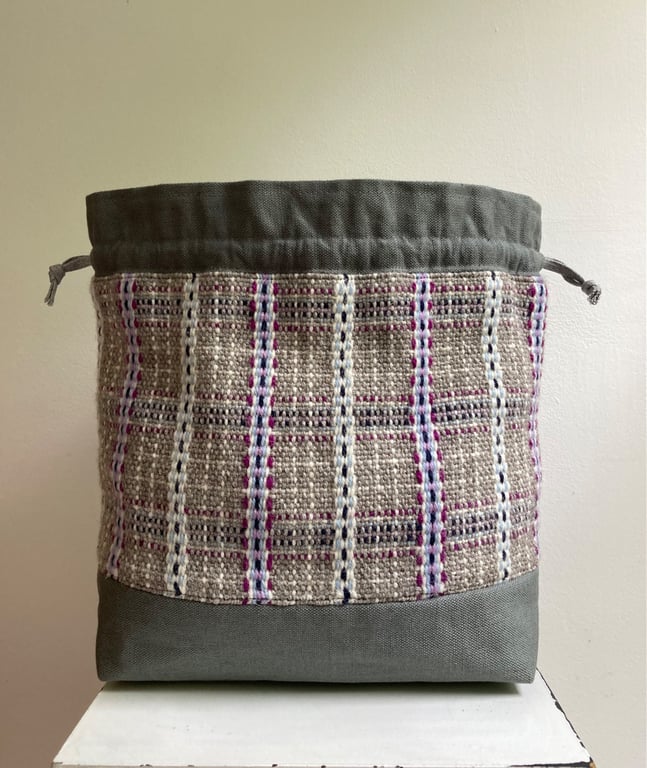 Cariad Bag - Damson & Blue. Handwoven in Wales
