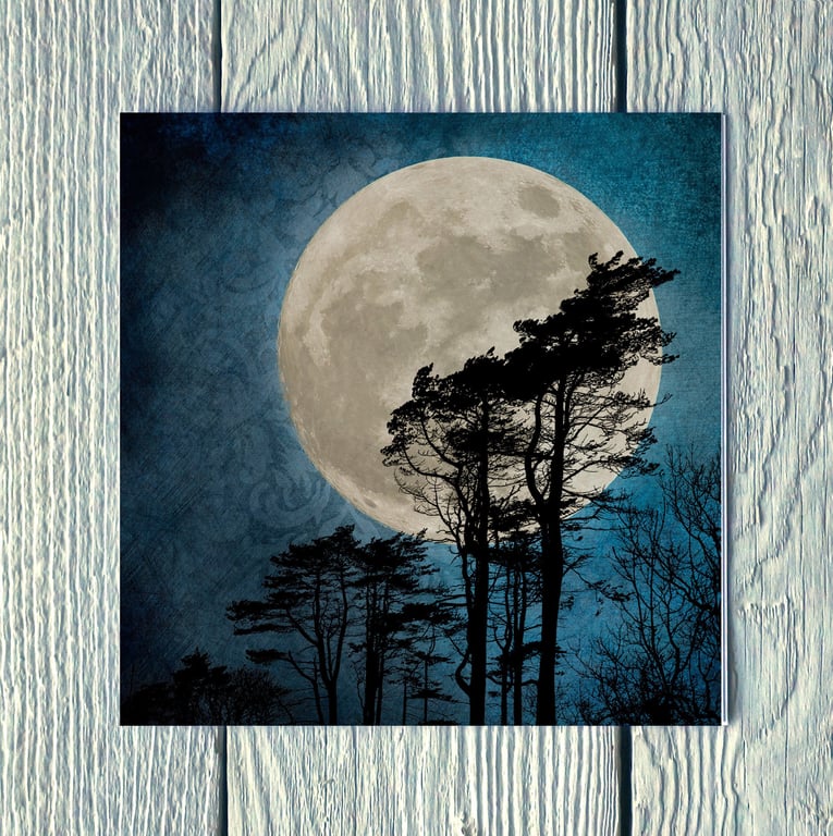 Moonlit Trees on Skye, Greetings Card