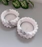 Pair of White and Silver Rope Tealight Holders - Set of 2 Christmas Candle Stand - Image 3