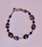 Handcrafted Ocean Blue & Swirled Glass Bead Charm Bracelet