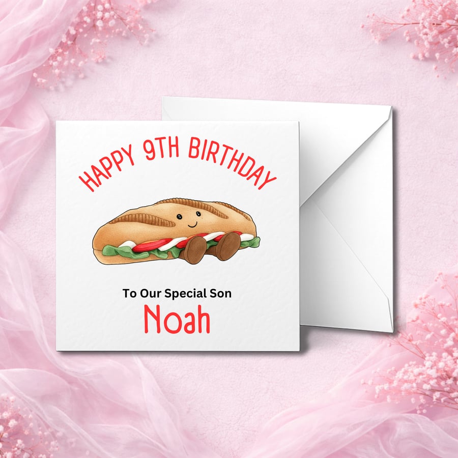 Personalised  Birthday Card, Cute Design, Custom Name, Son Daughter Kids Card