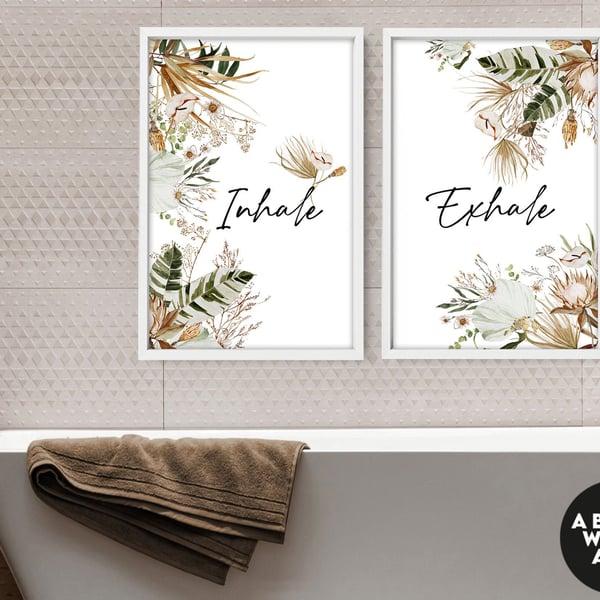 Tropical Bathroom, Aesthetic Spa Decoration, Quotes Prints, Botanical Prints Wal