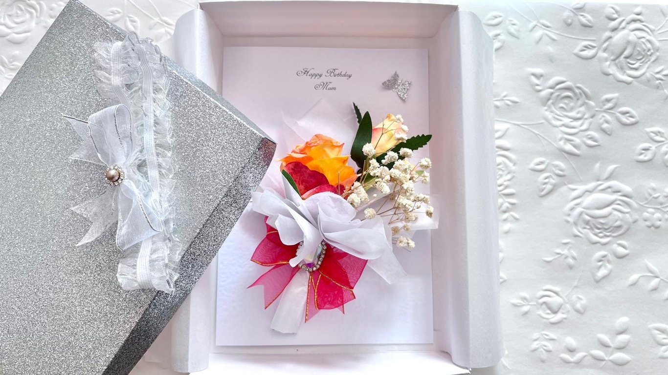 Handmade Luxury Personalised Birthday Card with Envelope, Birthday Gift for Mum,