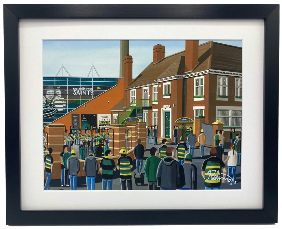 Northampton Saints, Franklins Gardens, High Quality Framed Rugby Art Print.