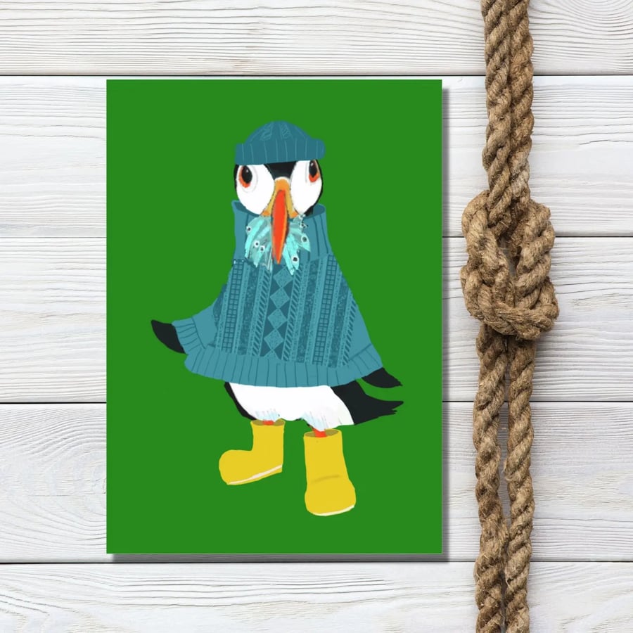 Puffin cards Puffins in fishing jumpers