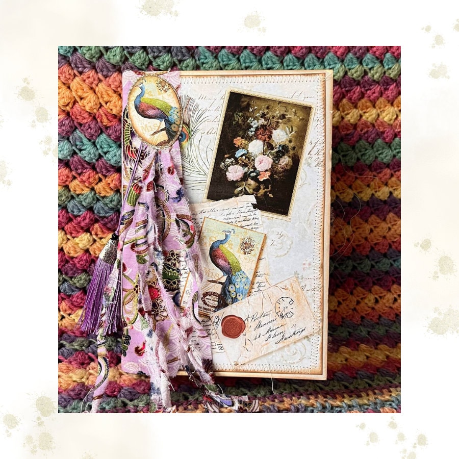 Sweet Peacock Junk Journal, Handmade Journal, Creative Journal, Vintage Journal,