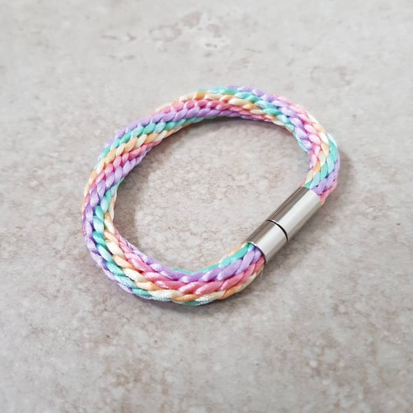 Pastel Rainbow Bracelet, Boho Rainbow Jewelry, Pastel ombre accessories, Kawaii 