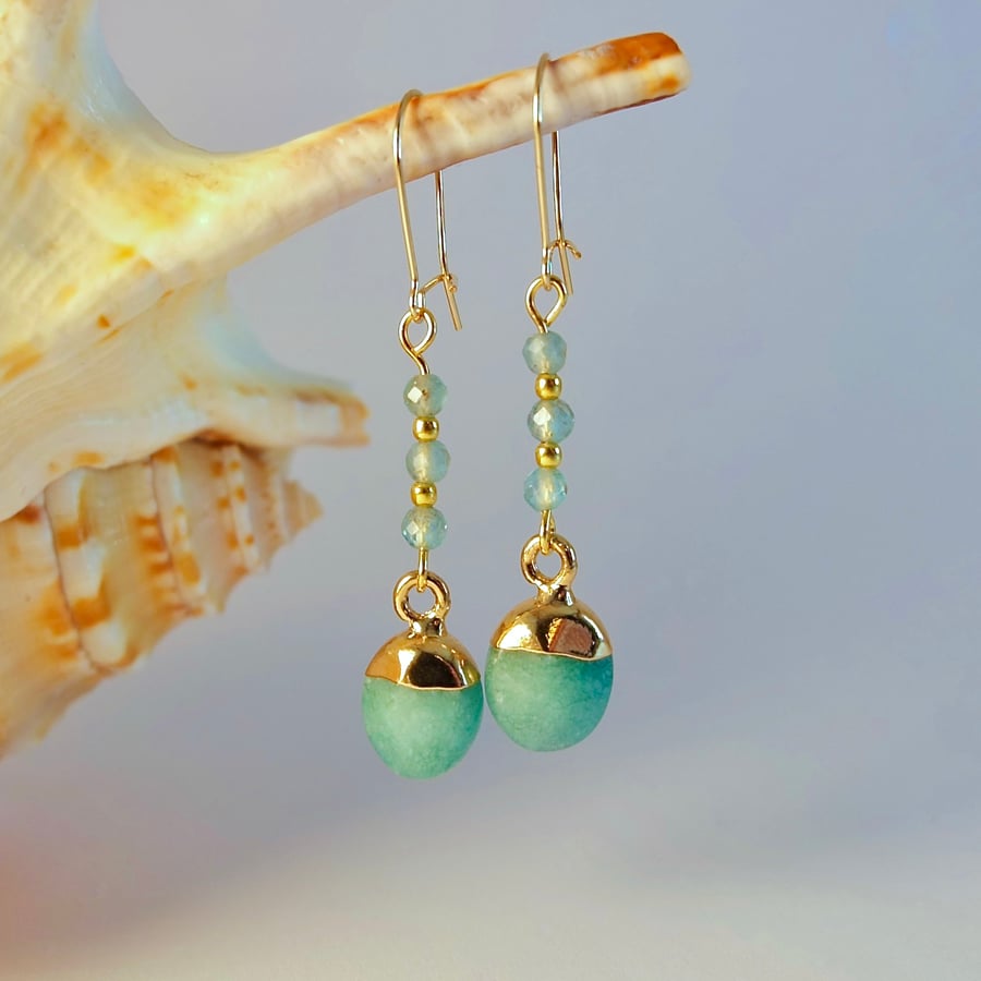 Teal Mountain Jade & Apatite Earrings, Birthday, Anniversary, Gifts For Her