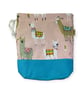 two at a time knitting bag with llamas, sock sack, drawstring divided pouch,  - Image 6