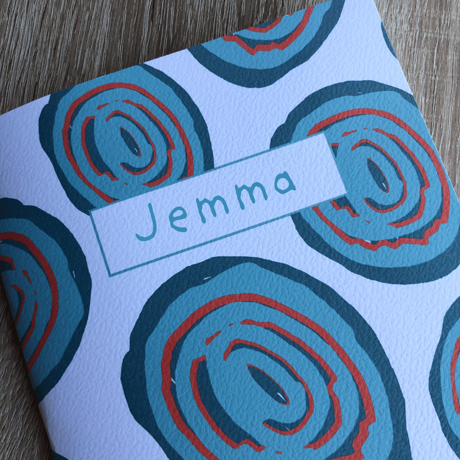Custom Name Notebook, Recycled Paper Notebook, Abstract Notebook, Journal