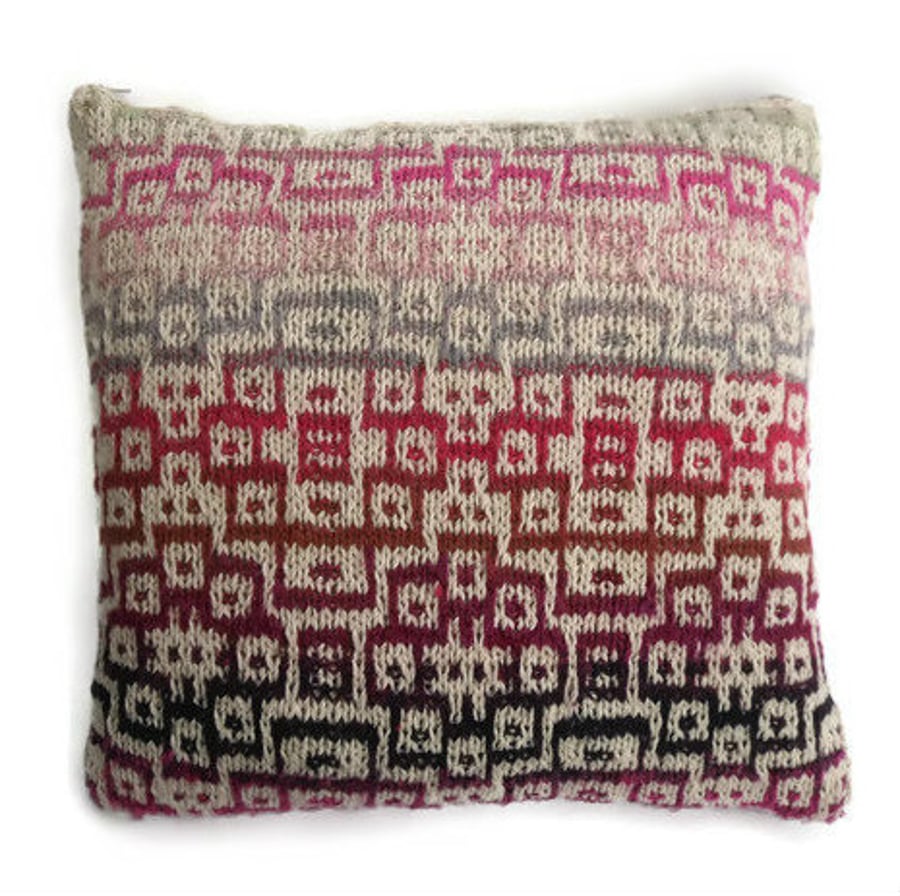 Abstract cotton cushion cover , hand knitted