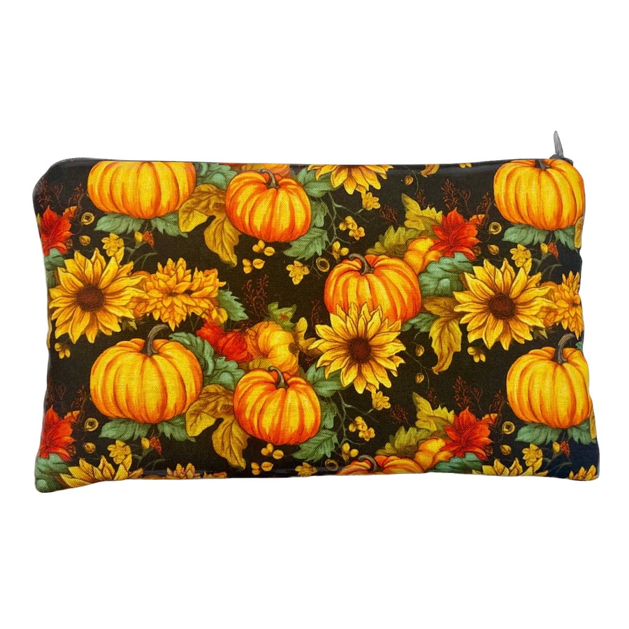Sunflower and Pumpkins Notions Pouch - Sewing Pouch - Pencil Case