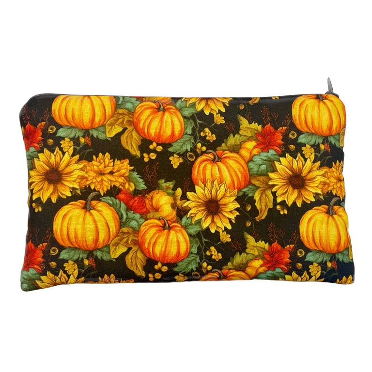 Sunflower and Pumpkins Notions Pouch - Sewing Pouch - Pencil Case