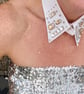 Luxe White & Champagne Detachable Statement Collar - Upcycled Neckcessory - Image 3