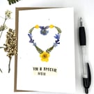 Handmade Mother's Day, Birthday Card, Real Pressed Flower Heart,  