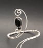 Bridal arm cuff  Black Agate Upper Arm Cuff – Silver Tone Spiral Wire Jewellery - Image 4