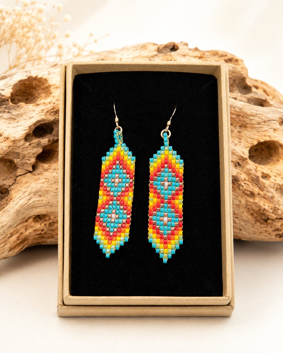 Southwestern Inspired Beaded Earrings - Boho Festival Earrings