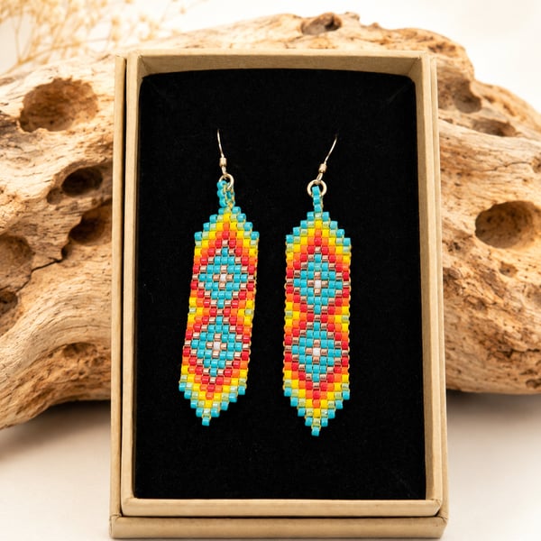 Southwestern Inspired Beaded Earrings - Boho Festival Earrings