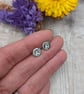 Sterling Silver Small Initial Disc Stud Earrings - JBJ3006 - Image 1