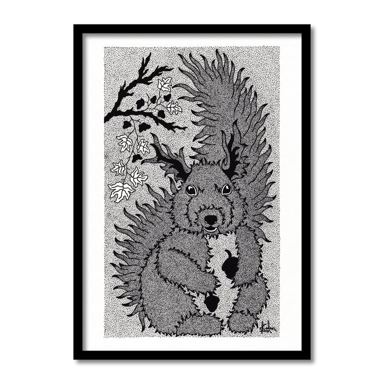 Squirrel Original Art Pen And Ink Drawing