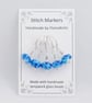 Lampwork Stitch Markers - Bright Speckled Blues