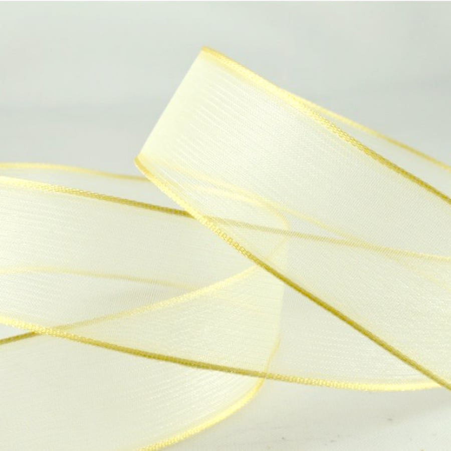 Wire Organza Ribbon Eggshell