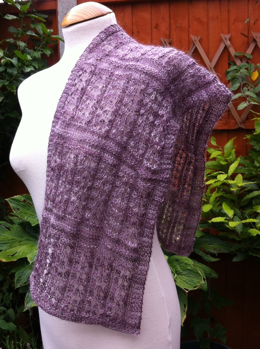SALE   Spring is in the air Lavender Mohair Lace weight hand knitted scarf