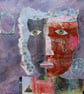 Abstract Portrait Purple Grey Brown Original Mixed Media Artwork Collage Figure