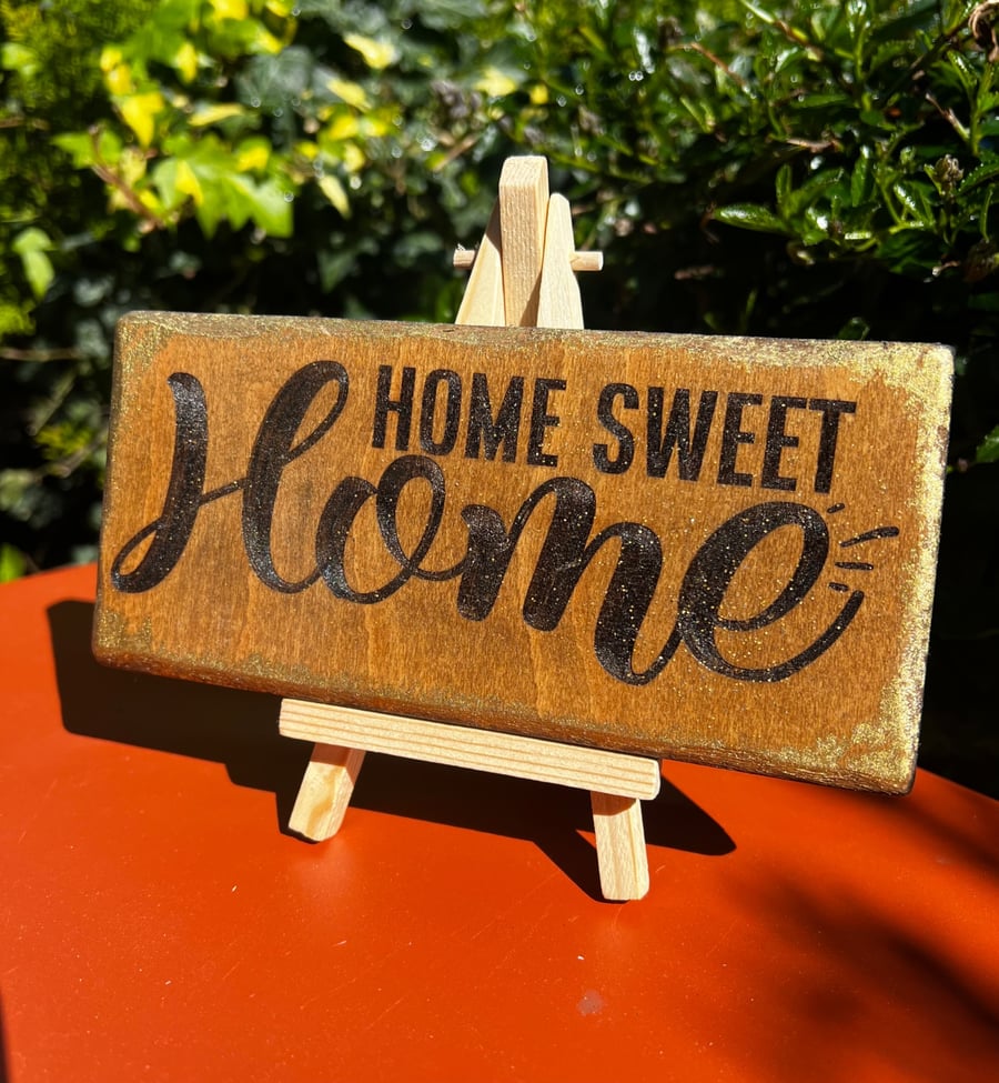 Small wooden home sign