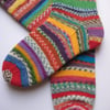 knitted socks, hand knit womens wool scrappy socks size 6-8