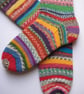 knitted socks, hand knit womens wool scrappy socks size 6-8