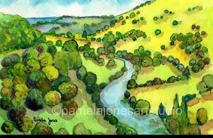 Original Watercolour, River Wye, Symonds Yat, Herefordshire, in 14 x 11 '' Mount