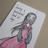 braindead lady zombie - pink (mini art card/aceo)