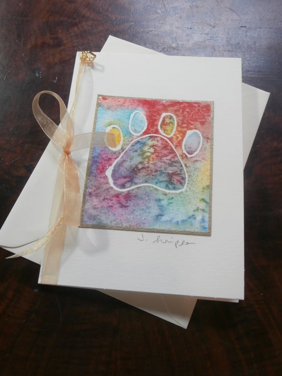 Pet loss, sympathy card. Hand painted watercolour card. Pet bereavement.