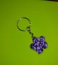 Marbled purple crochet flower keychain - Image 4