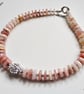 Peruvian Pink Opal & Swarovsky Crystal Bead Sterling Silver Bracelet - Image 4