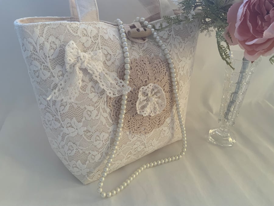 Vintage Style Lace Doily Bag, Bridal Bag, Wedding Bag, Festival Bag