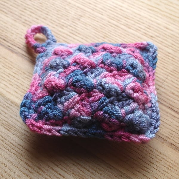 Crochet Pin Cushion in Blue and Pink