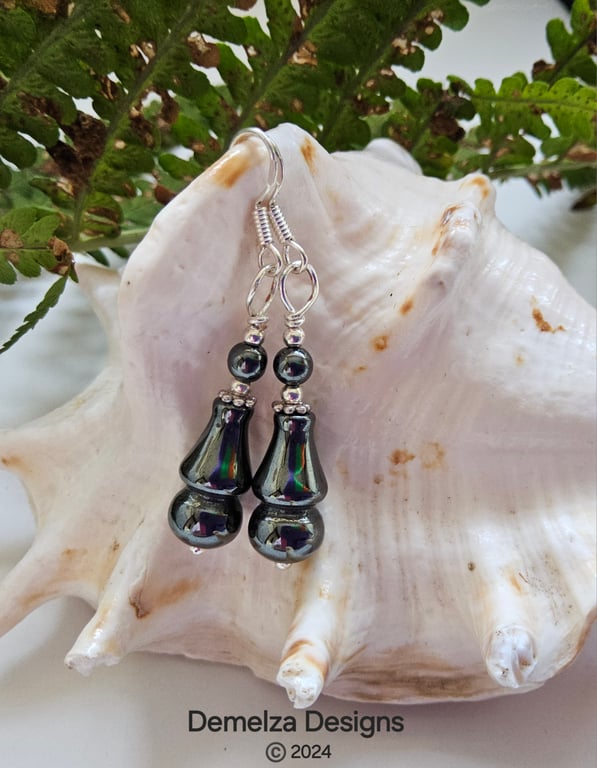 Designer Heamotite Sterling Silver Earring Wires