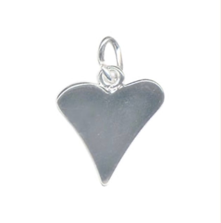 Sterling Silver Flat Shaped Love Heart Charm