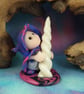 Tiny Forager Gnome 'Pandora' with glowing unicorn horn OOAK Sculpt