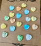 19 Mother of Pearl Flat Heart Shaped Beads - Blue, Green, Yellow, Orange & White - Image 1