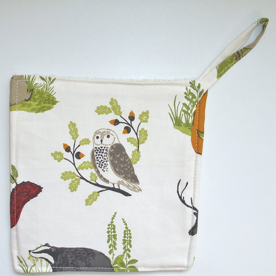 Pot Holder Potholder Grab Pad Owl Badger Wildlife