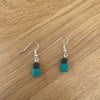 Handmade mini teal nail polish bottle polymer clay earrings on 925 silver wires