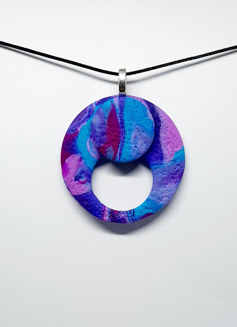 Textured polymer clay pendant 